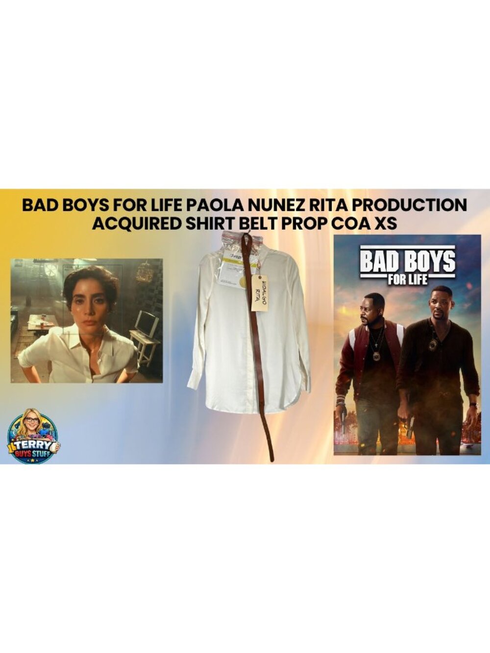 Bad Boys for Life Paola Nunez Rita Production Acquired Shirt Belt Prop COA XS